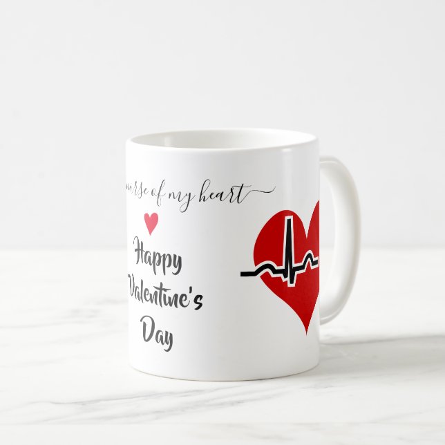 Röd puls i Nurse Valentines day Kaffemugg (Framsida höger)