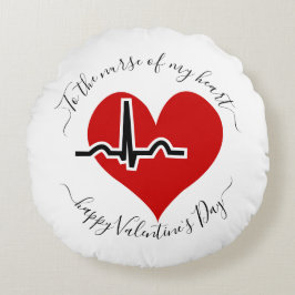 Röd puls i Nurse Valentines day Rund Kudde