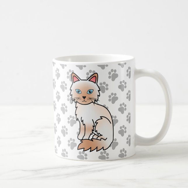 Röd Punkt Birman / Ragdoll Tecknad Katt & Klor Kaffemugg (Höger)