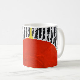 Röd punkt med svart och vitt rand kaffemugg