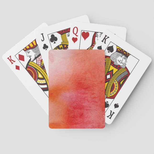 Röd punkt, vattenfärgad abstrakt, handmålad spel kort (Baksidan)