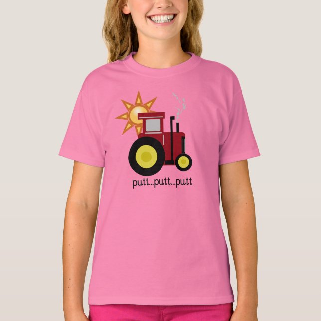 Röd PuttPutttraktor Tee Shirt (Framsida)
