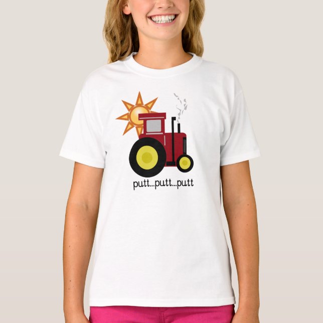 Röd PuttPutttraktor Tee Shirt (Framsida)