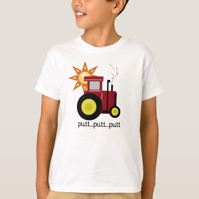 Röd PuttPutttraktor Tee Shirt (Framsida)