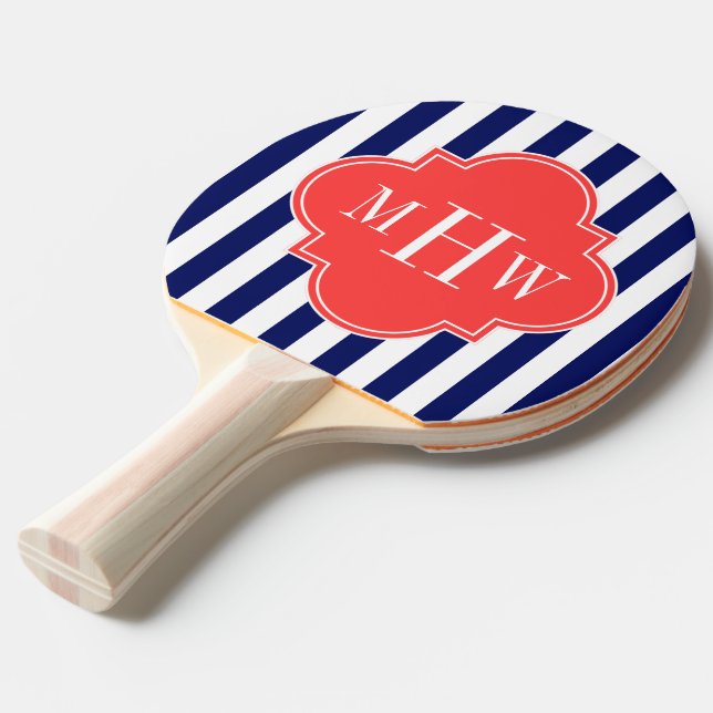 Röd Quatrefoil 3 Monogram Pingisracket (Frontvinkel)