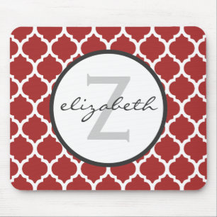 Röd Quatrefoil Monogram Musmatta