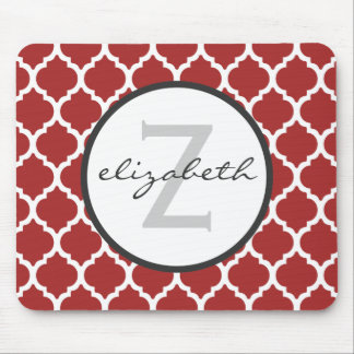 Röd Quatrefoil Monogram Musmatta