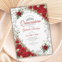 Röd Quinceañera Silverfjärilar Rosor