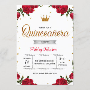 Röd quinceanerapartyinbjudan inbjudningar