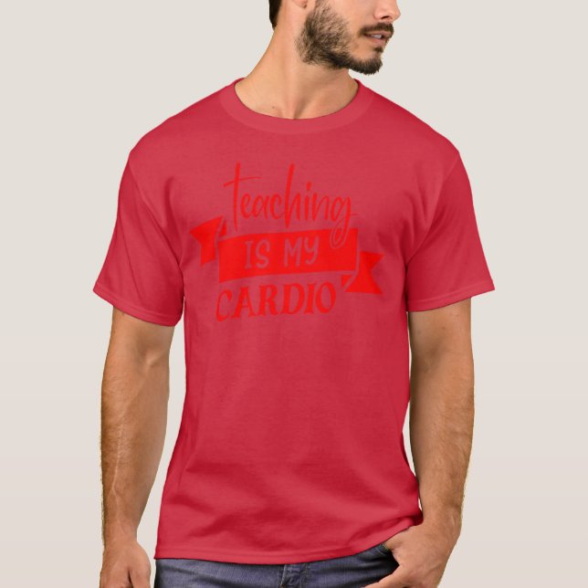 Röd Quoteeaching Är Min Cardio Vän T Shirt (Framsida)