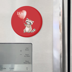 Röd Raccoon med Balloon Kärlek Magnet