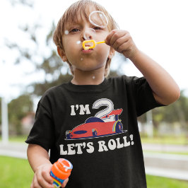 Röd racerbil 2-års födelsedags pojke t-shirt