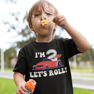 Röd racerbil 2-års födelsedags pojke t-shirt