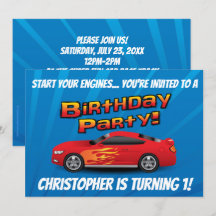 Röd racerbil för pojkens födelsedagsfest