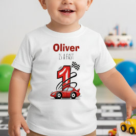 Röd racerbil Snabba ettan Första födelsedagen T Shirt