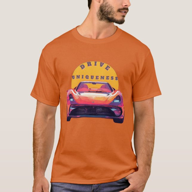 Röd Racers Solnedgångskörning Speed Style T Shirt (Framsida)