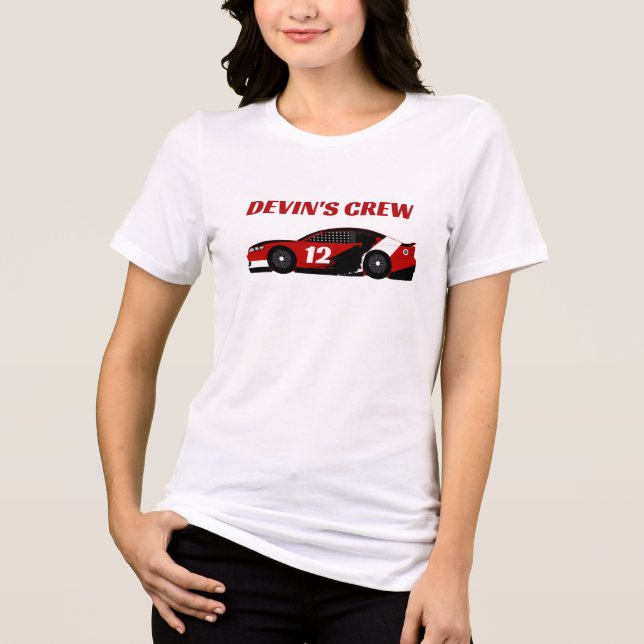 Röd Racing Crew Födelsedagsfest T Shirt (Framsida)