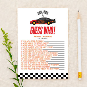 Röd Racingbil Gissa Vem Baby Shower Spel
