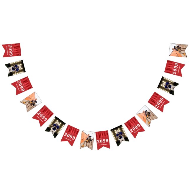 Röd rad av Tassels Photo Studenten Bunting Flaggor (Alla)