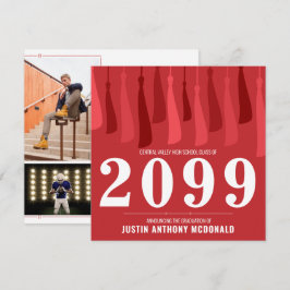 Röd rad av Tassels Two-Photo Studenten Inbjudningar