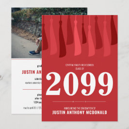 Röd rad i fotoinbjudan till Tassels Photo Studente Inbjudningar