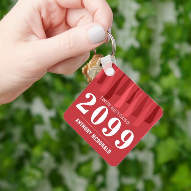 Röd rad i Tassels Photo Studenten Keychain Nyckelring (Hand)