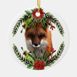 Röd Räf Jul Vilda Djur Ornament, 2-sidig Julgransprydnad Keramik