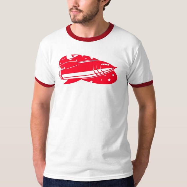 röd-raket-retro t-shirt (Framsida)