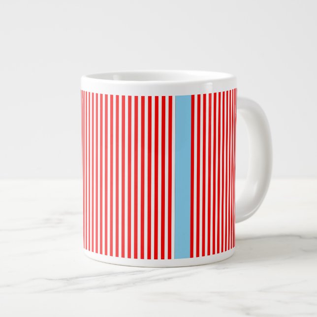 Röd rand blå jumbo mugg (Framsida höger)