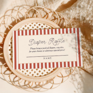 Röd rand italienskt tema baby shower blöja- lotter tilläggskort