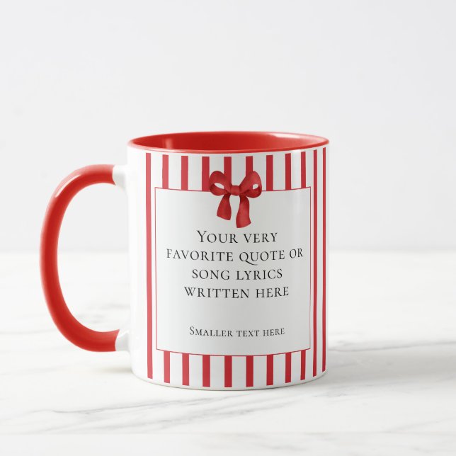 Röd randig kaffekopp med rosett (Vänster)