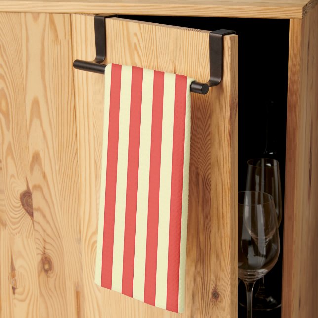 Röd randig kökshandduk för kockar  (Thirds Fold)