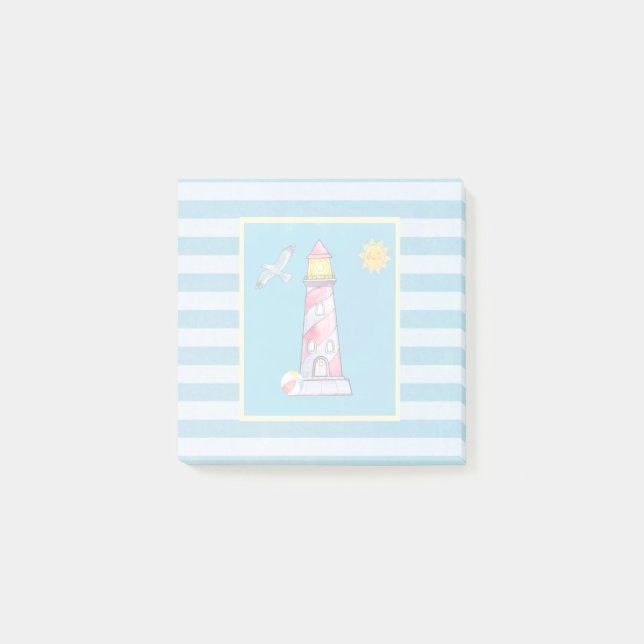 Röd, randig vattenfärgsfyr post-it block (Framsida)