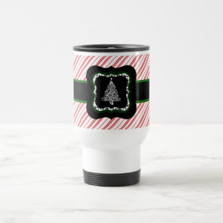 Röd randtravel mug för julgran resemugg