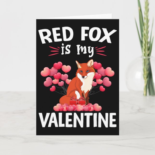 Röd räv är min valentin Glad Alla Hjärtans Dag Röd Kort (Framsida)