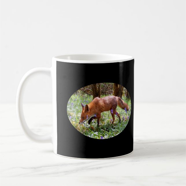 Röd Räv Blåklockor Skogsmark Vår Vilda Djur Konst Kaffemugg (Vänster)