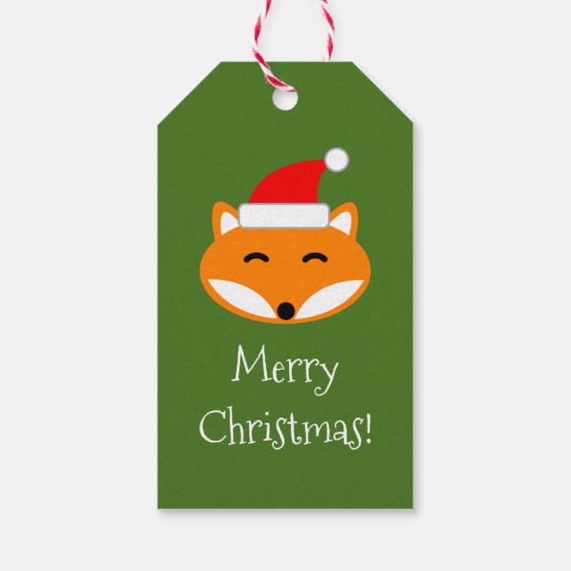 Röd räv God jul till och från tom Helgdag Presentetikett (Baksidan)