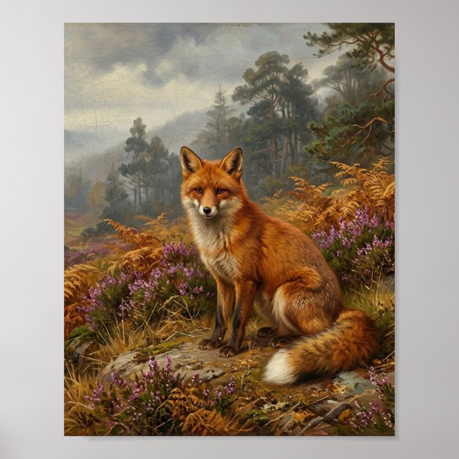 Röd Räv Höst Ljung Skogsmark Ungar I Poster (Framsidan)