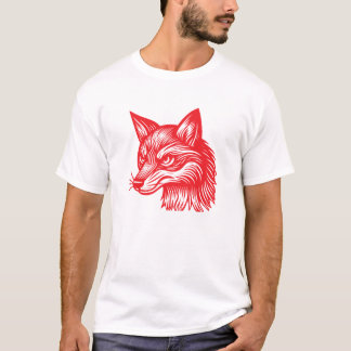 Röd Räv Huvud T Shirt