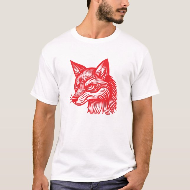 Röd Räv Huvud T Shirt (Framsida)