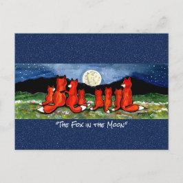Röd räv i vykort för vimningsfärg i Måne