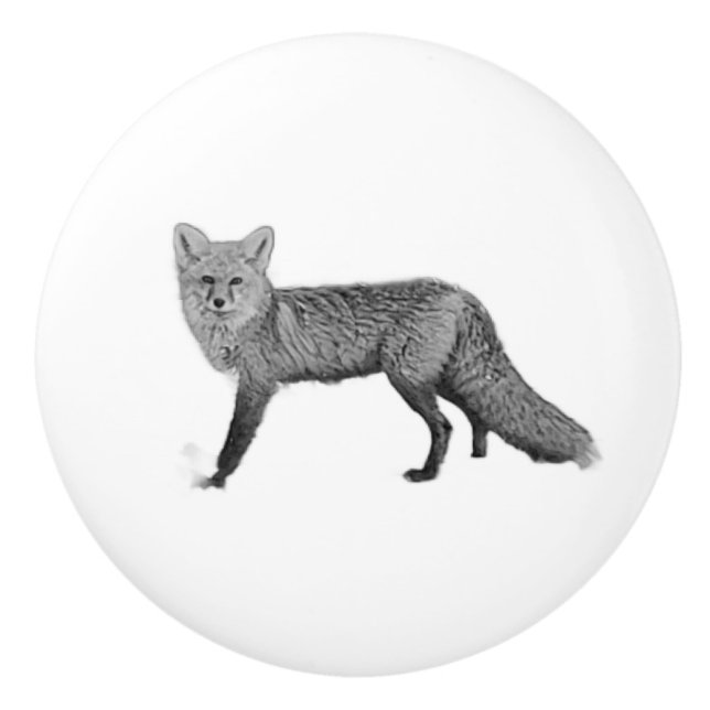 Röd räv keramisk draghandtag II Knopp (Framsidan)
