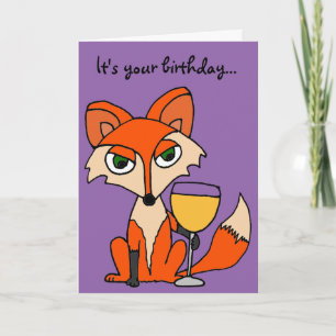 Röd räv med vitt glas Vin Kort