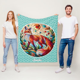 Röd räv och Sol Blek Grönt Fleecefilt