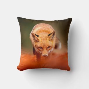 Röd räv på orange höst löv. Cute Red  Kudde