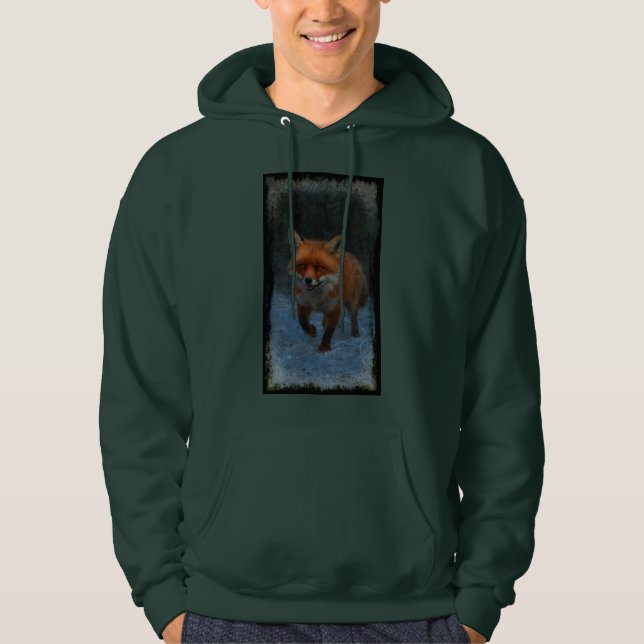 Röd räv på vinter hoodie (Framsida)