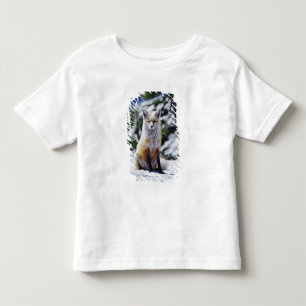 Röd räv sittande på snöbank, Vulpes, Mt. Tee Shirt