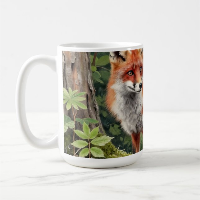 Röd Räv Skogs Vildlivsporträtt Kaffemugg (Vänster)