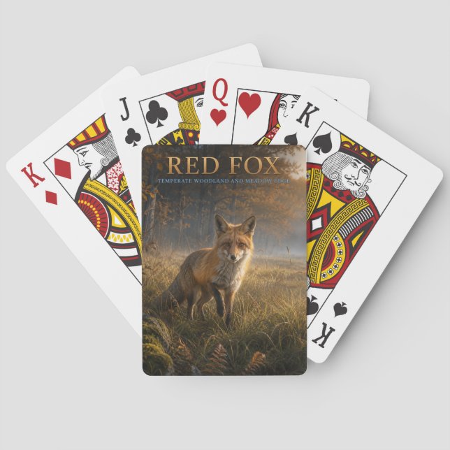 Röd Räv Skogsäng DJUR Poker Casinokort (Baksidan)