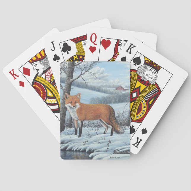 Röd räv som leker kort casinokort (Baksidan)